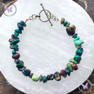 Chrysocolla Chip Bracelet With Silver Toggle Clasp